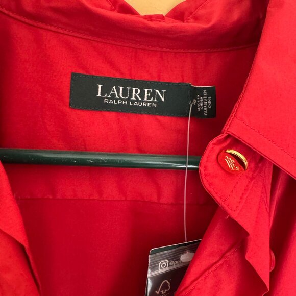 Lauren size 12P red summer short sleeved dress - Picture 5 of 9